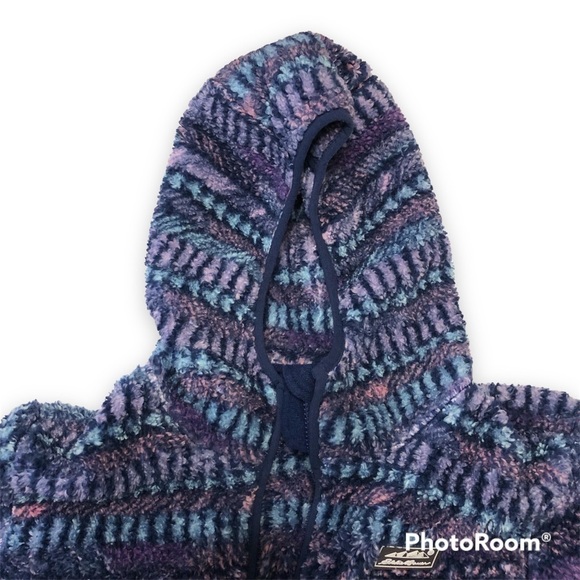 EDDIE Bauer Outdoor Girls Purple/Blue Sherpa Hooded Jacket Size L(14/16) - Picture 3 of 16